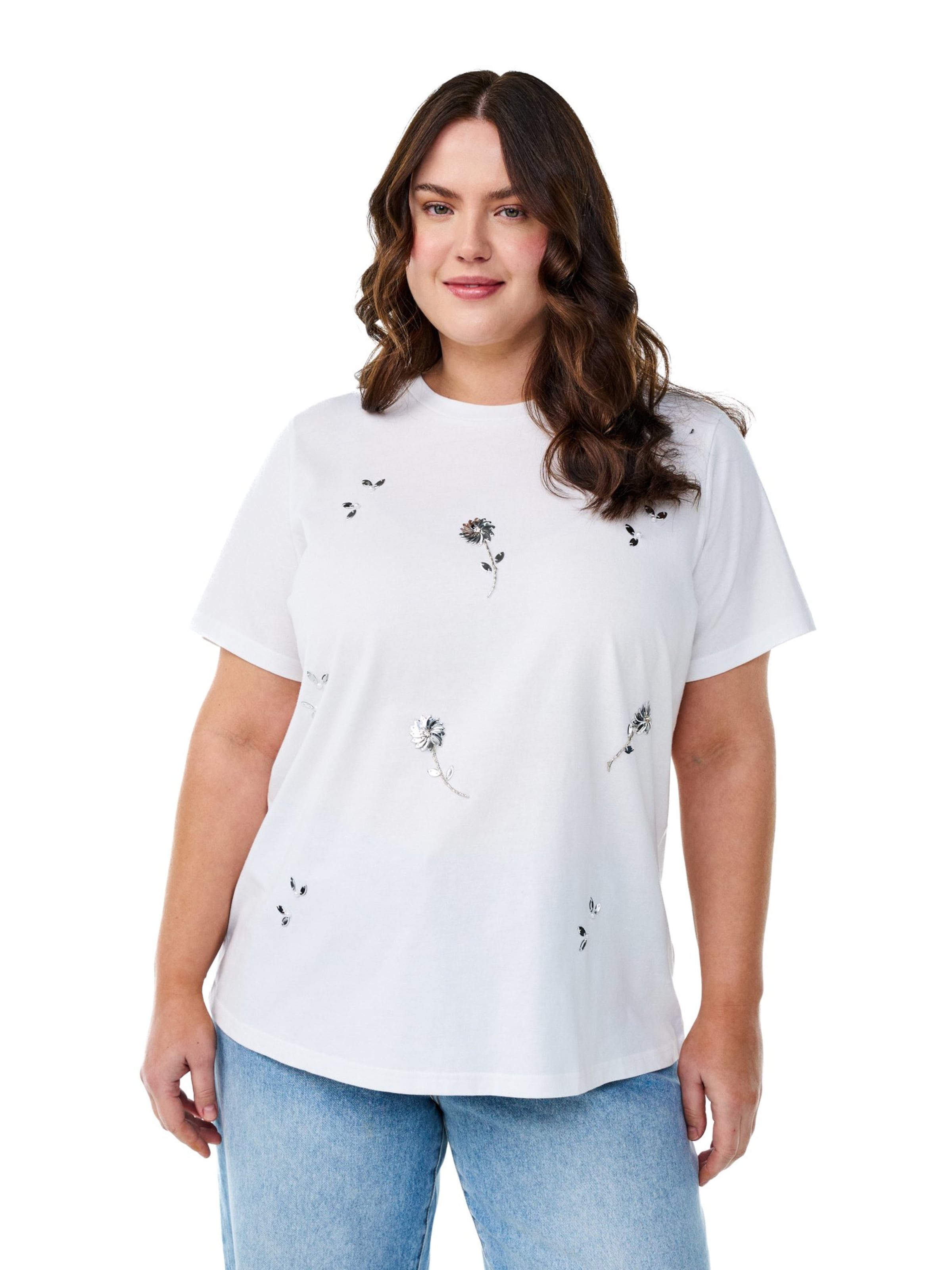 Zizzi Тениска 'Sadie' в бяло