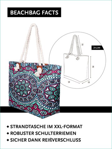 DonDon Beach Bag 'DonDon Strandtasche mit Reißverschluss Shopper Beach bag Badetasche Bunte Welt' in Pink