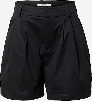 ESPRIT Regular Pleat-front trousers in Black: front