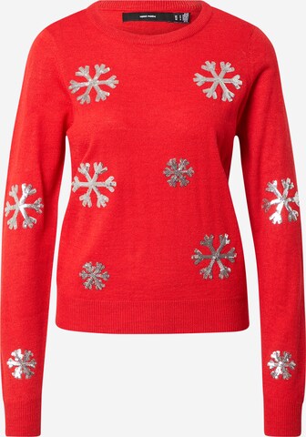 VERO MODA Sweater 'Snowflake' in Red: front