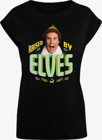 ABSOLUTE CULT Shirt 'Elf - Raised By Elves' in Zwart: voorkant