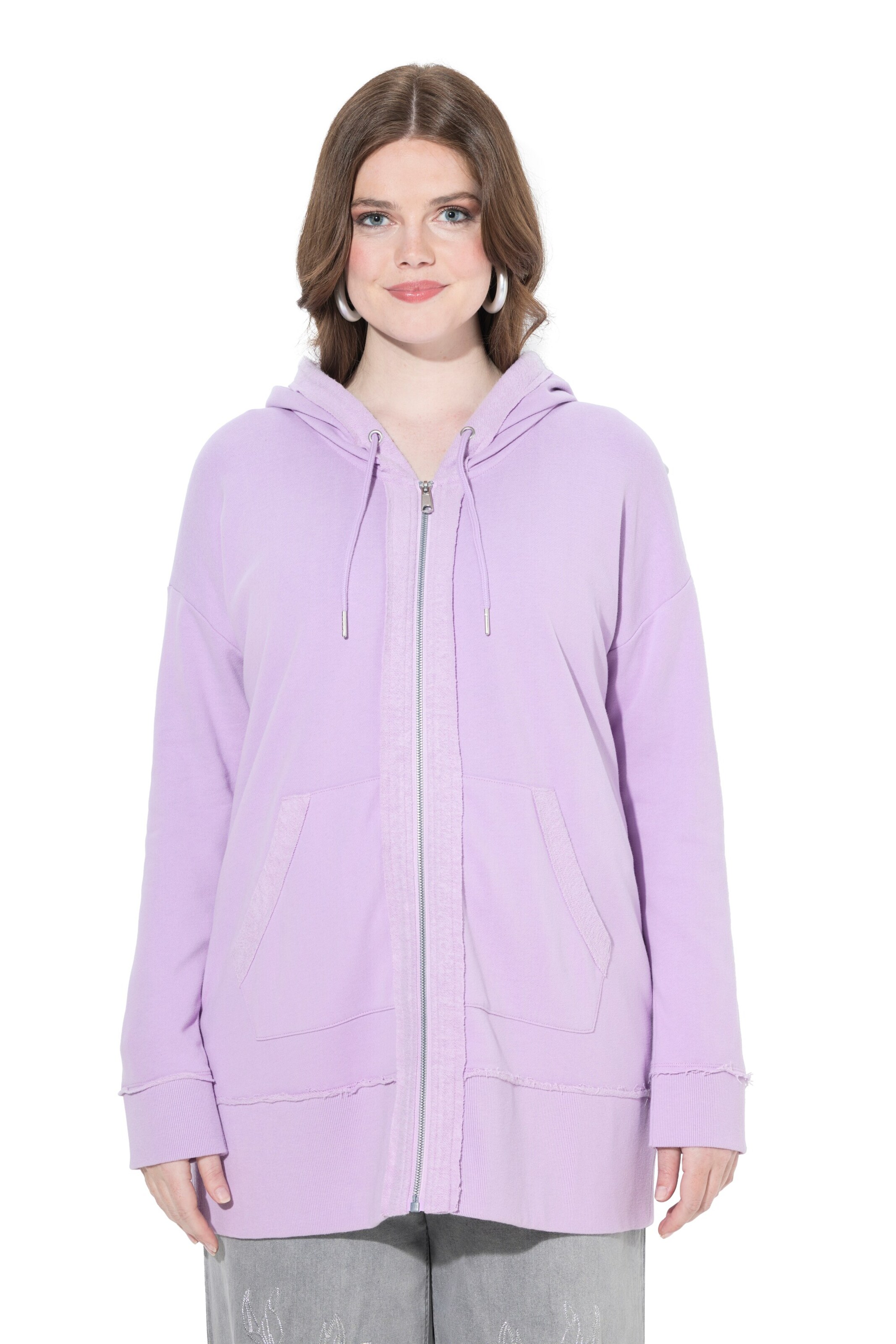Ulla Popken Sweat jacket in Purple: front
