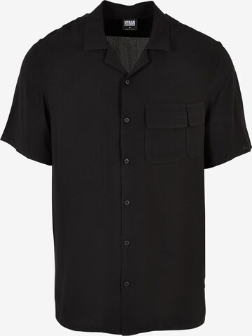 Urban Classics Comfort fit Button Up Shirt in Black: front