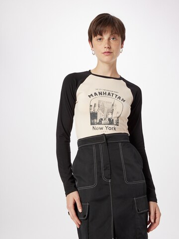 juoda Nasty Gal Marškinėliai 'Manhattan': priekis