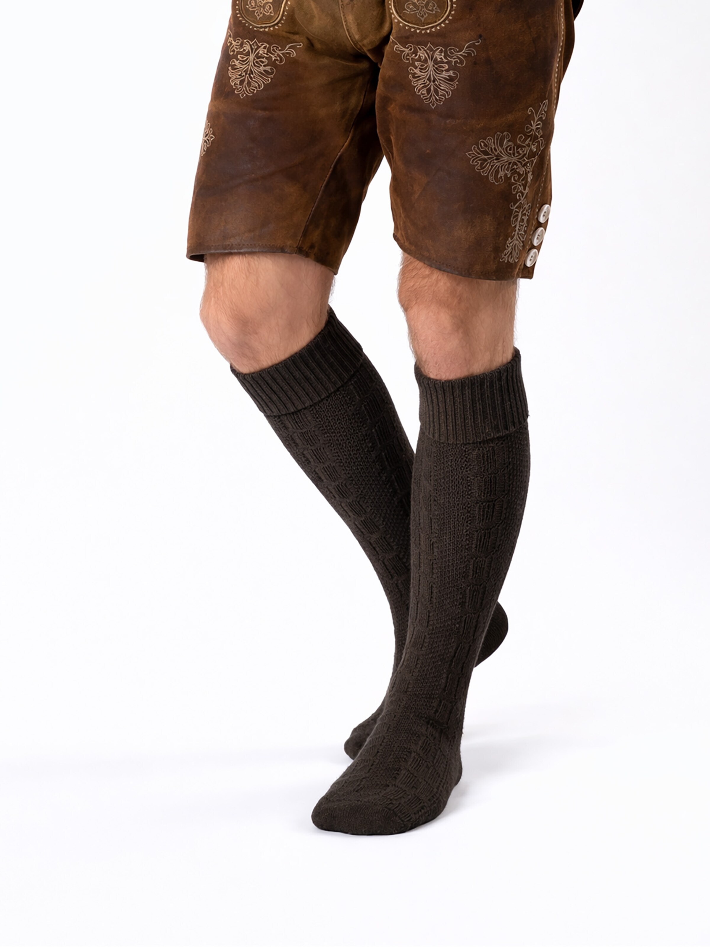 HerzSticht Traditional socks 'Silberdistel' in Brown: front