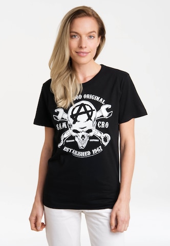 LOGOSHIRT Shirt 'Sons Of Anarchy - SAMCRO' in Zwart: voorkant