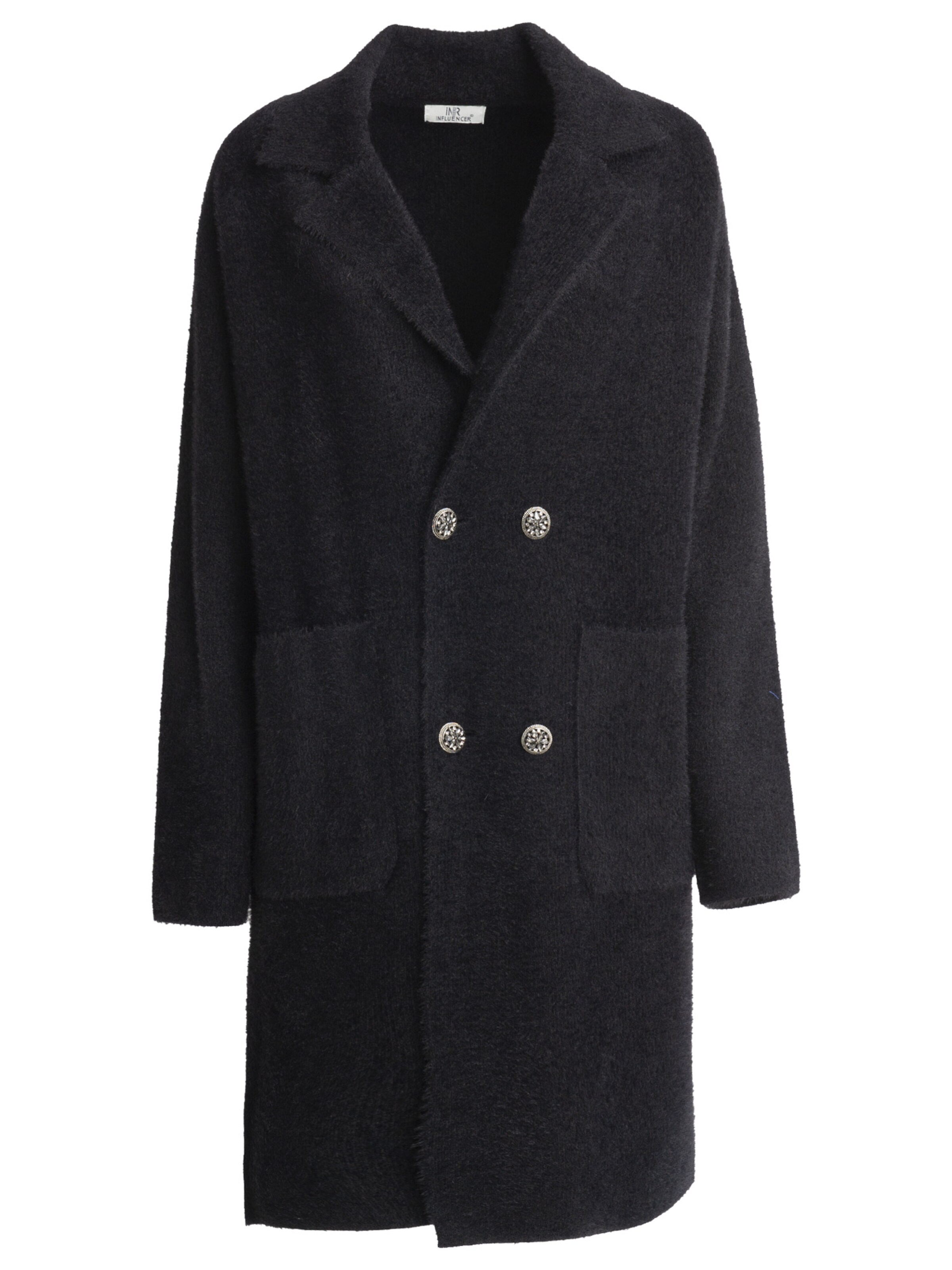 Influencer Välikausitakki 'Fluffy' värissä musta: etupuoli