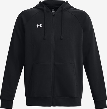 UNDER ARMOUR Športna jopa na zadrgo 'Rival' | črna barva: sprednja stran