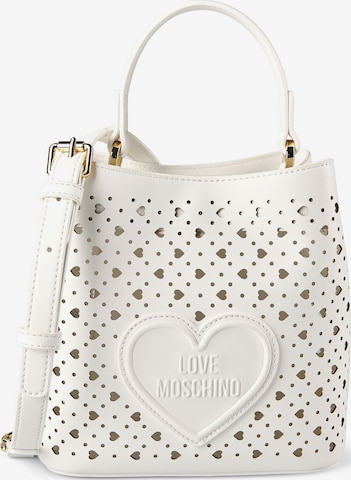 Borsa a spalla 'Basket Laminated' di Love Moschino in bianco: frontale