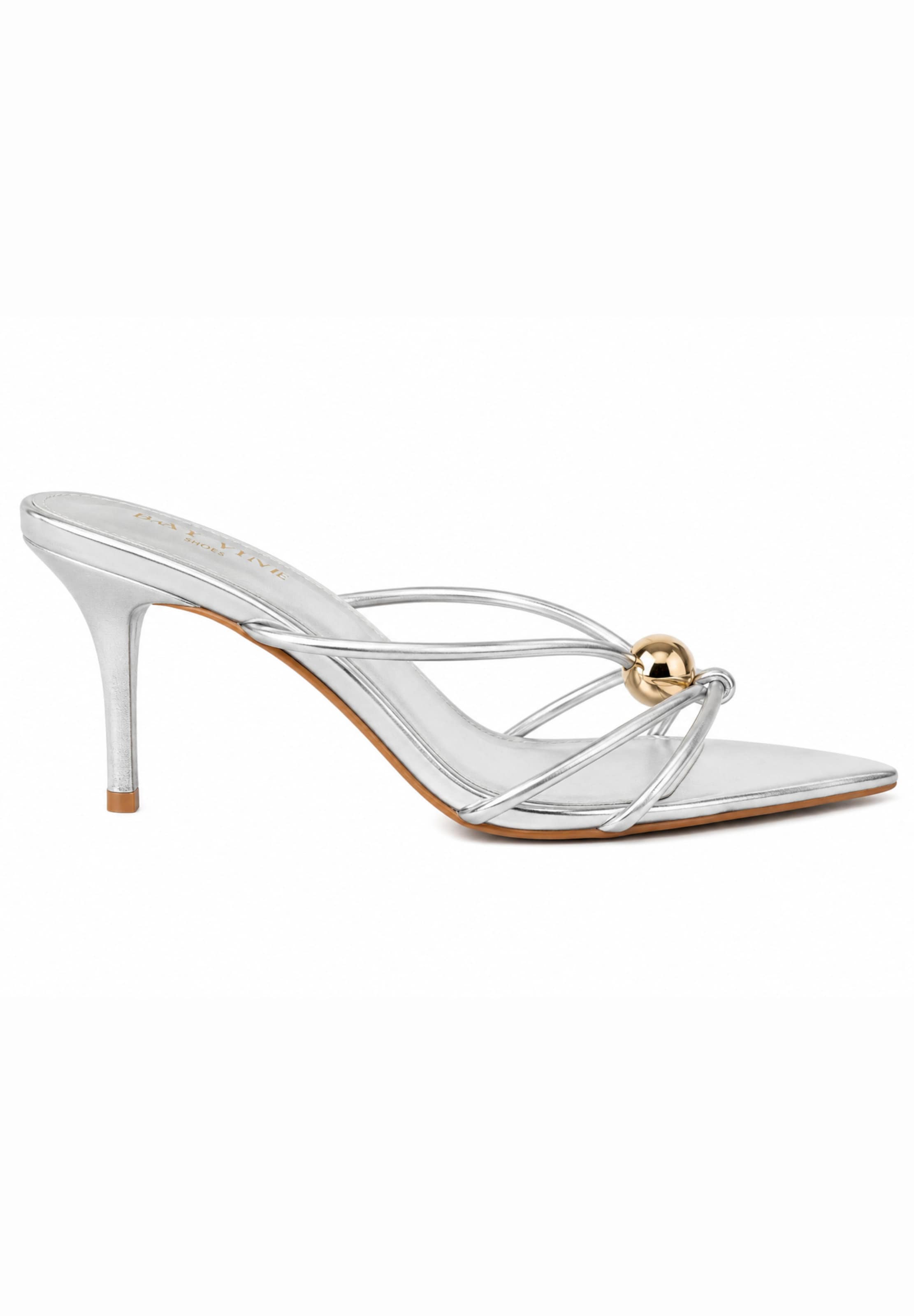 Elara Sandal in Silver: front