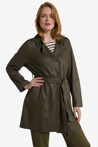 Ulla Popken Between-Seasons Coat in Brown: front