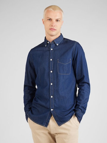 mėlyna TOMMY HILFIGER Priglundantis modelis Marškiniai: priekis