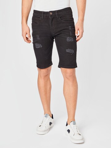 INDICODE JEANS Regular Shorts 'Kaden Holes' in Schwarz: predná strana