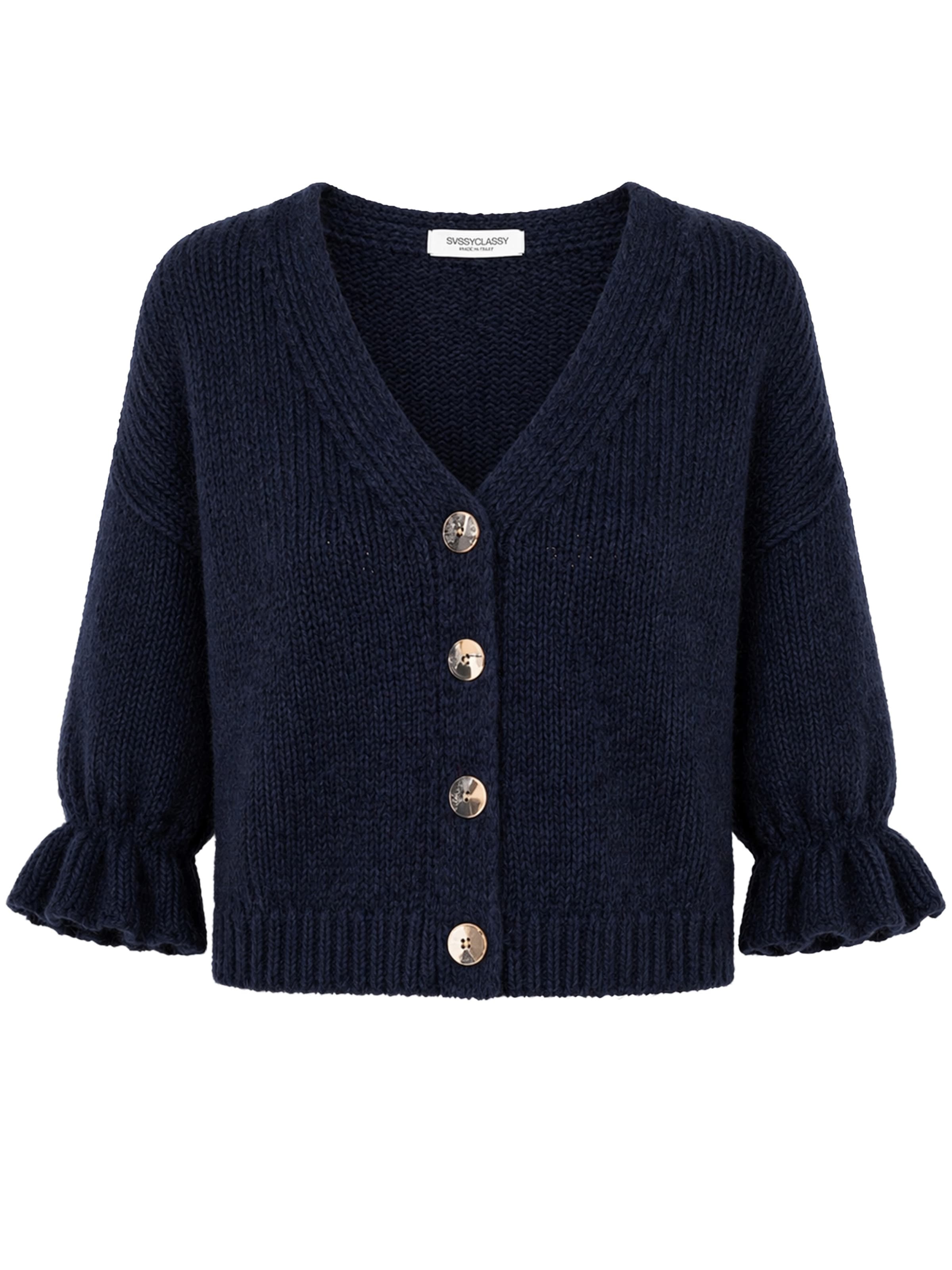 SASSYCLASSY Oversizestrickjacke‌‌‌‌‌‌‌ in Blau: Vorderseite