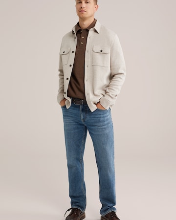 WE Fashion Regular fit Button Up Shirt in Beige