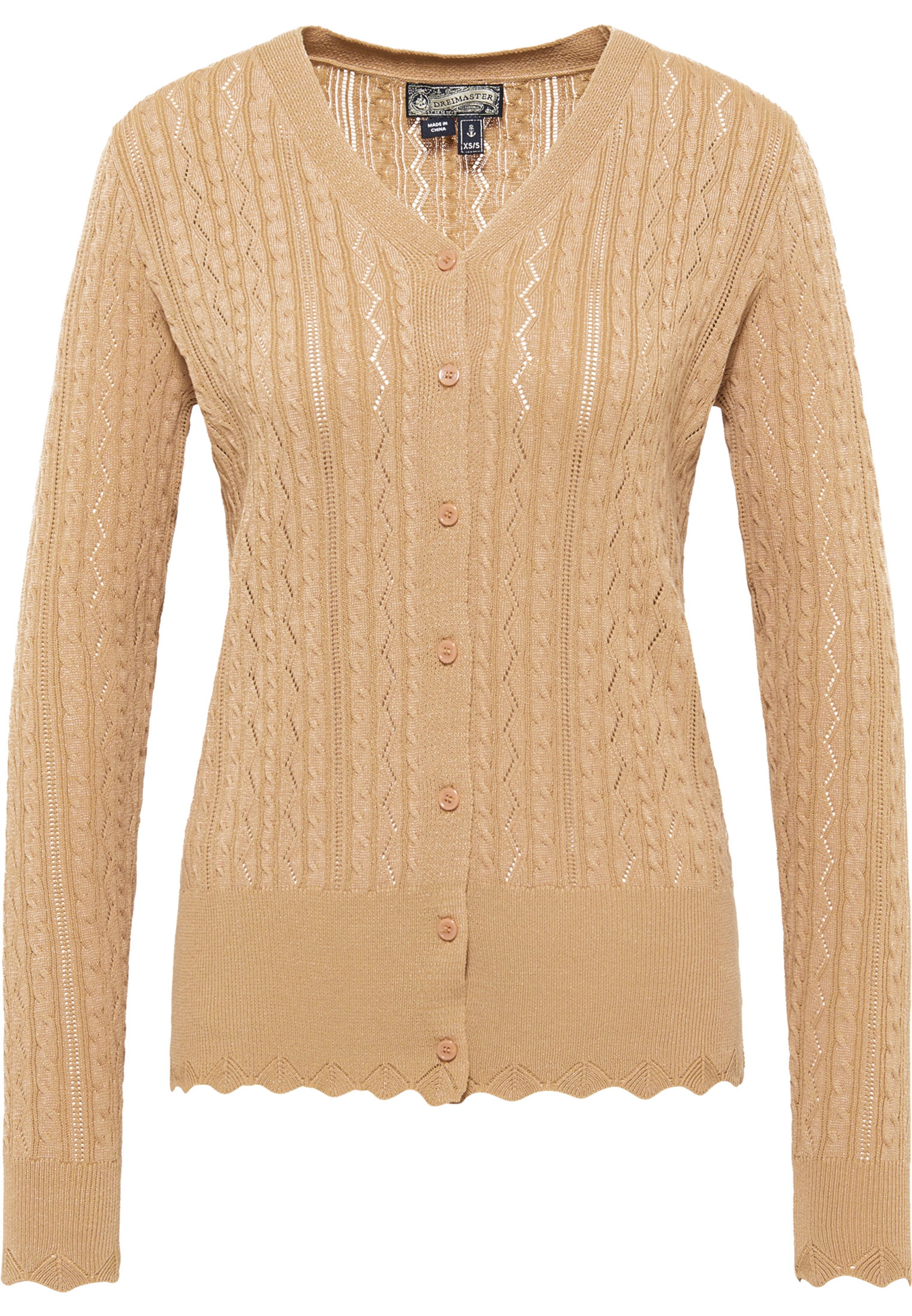 DreiMaster Vintage Knit Cardigan in Beige: front