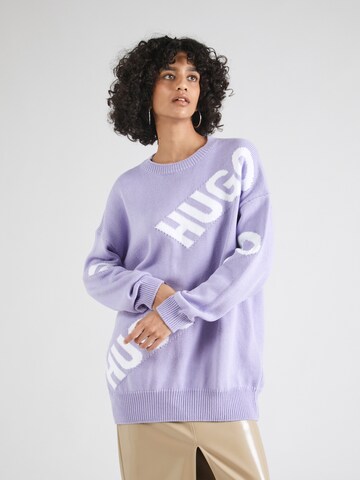 HUGO - Pullover oversized 'Slaria' em roxo: frente