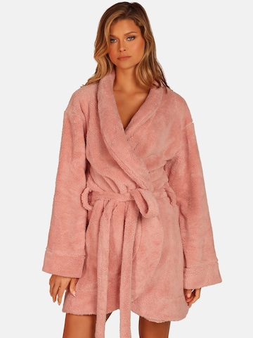 OW Collection Short Bathrobe 'DREAM' in Pink: front