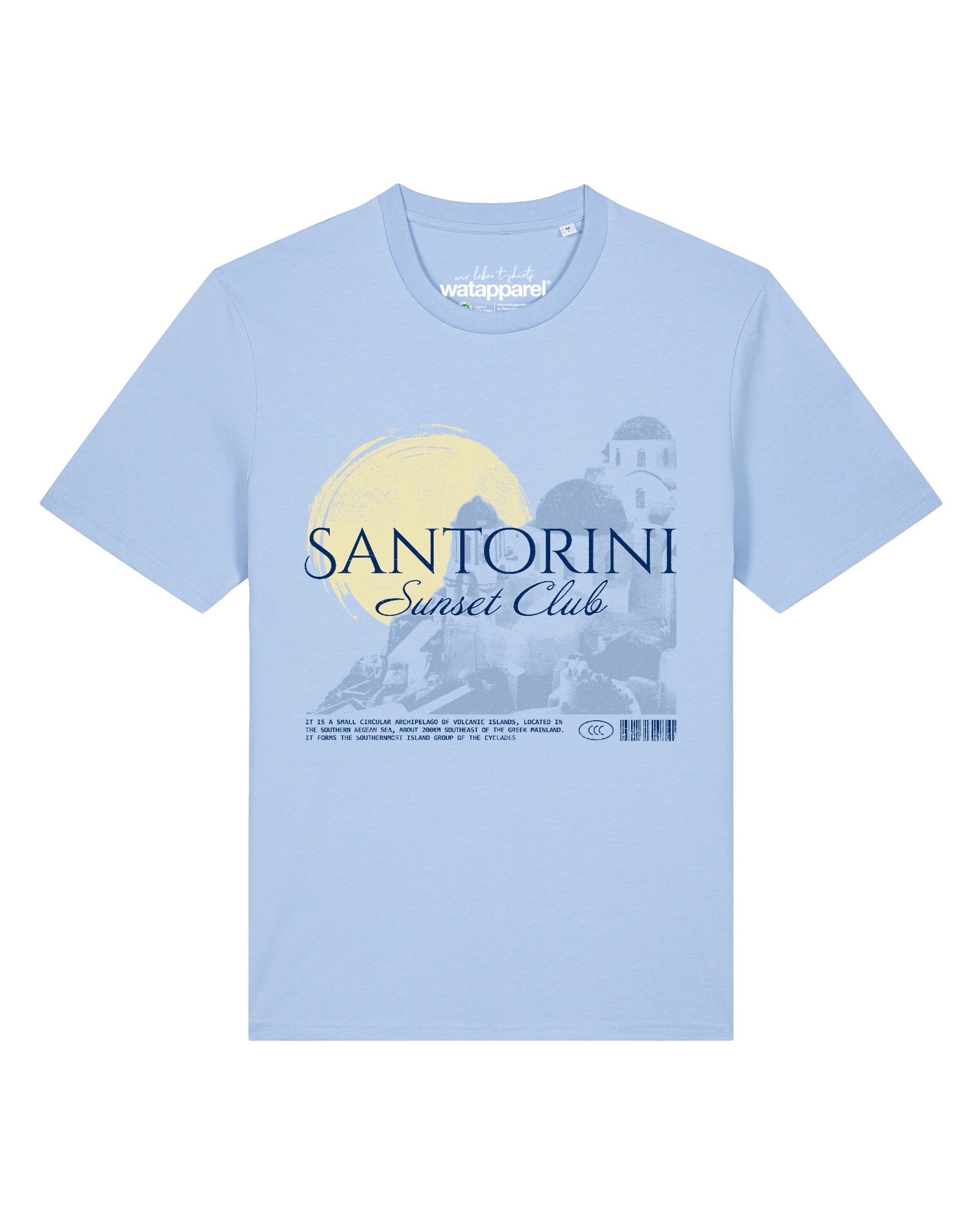 T-Shirt 'Santorini Sunset Club' Watapparel en bleu : devant