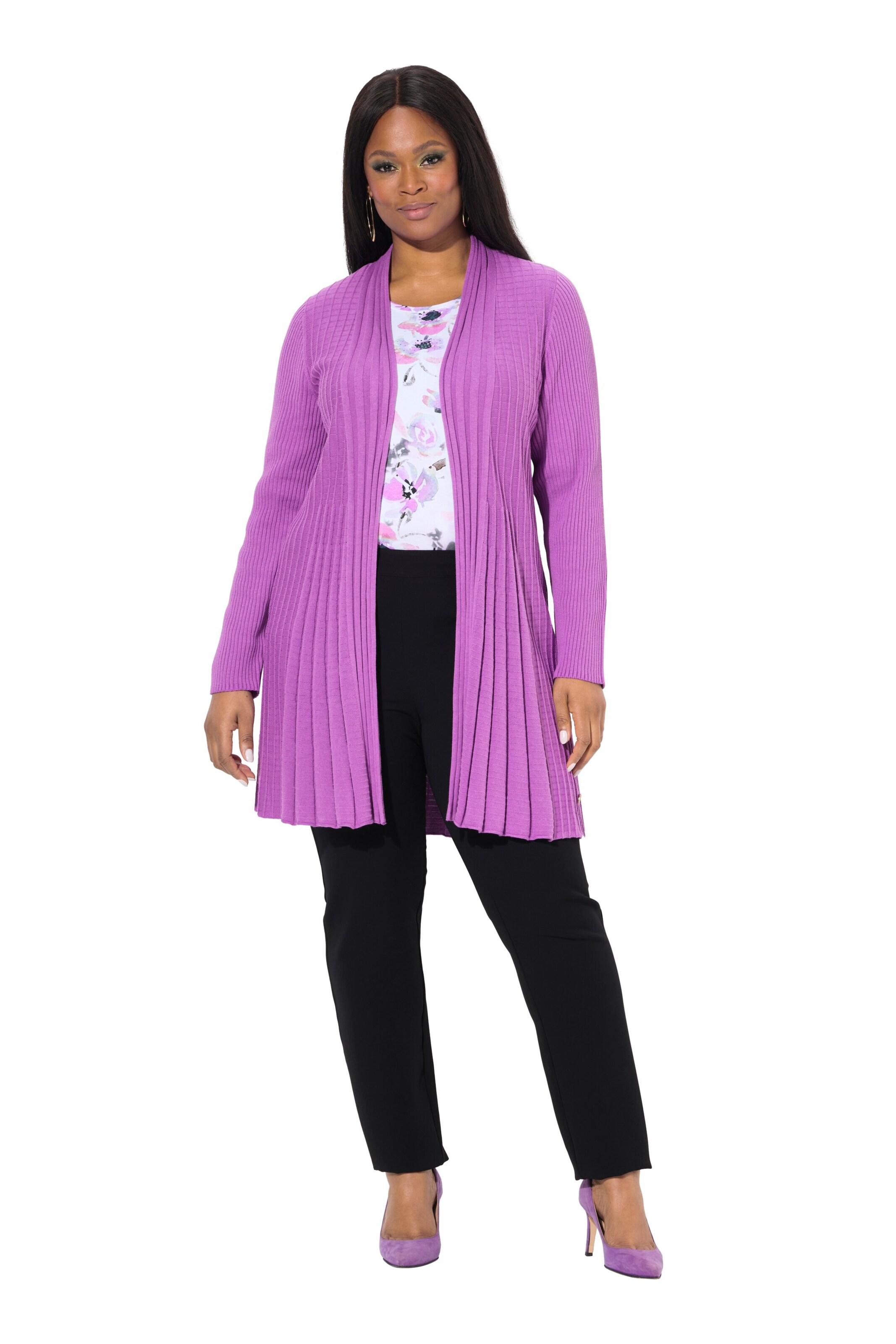 Ulla Popken Strickjacke in Lila: Vorderseite