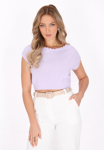 faina Knitted Top in Purple: front