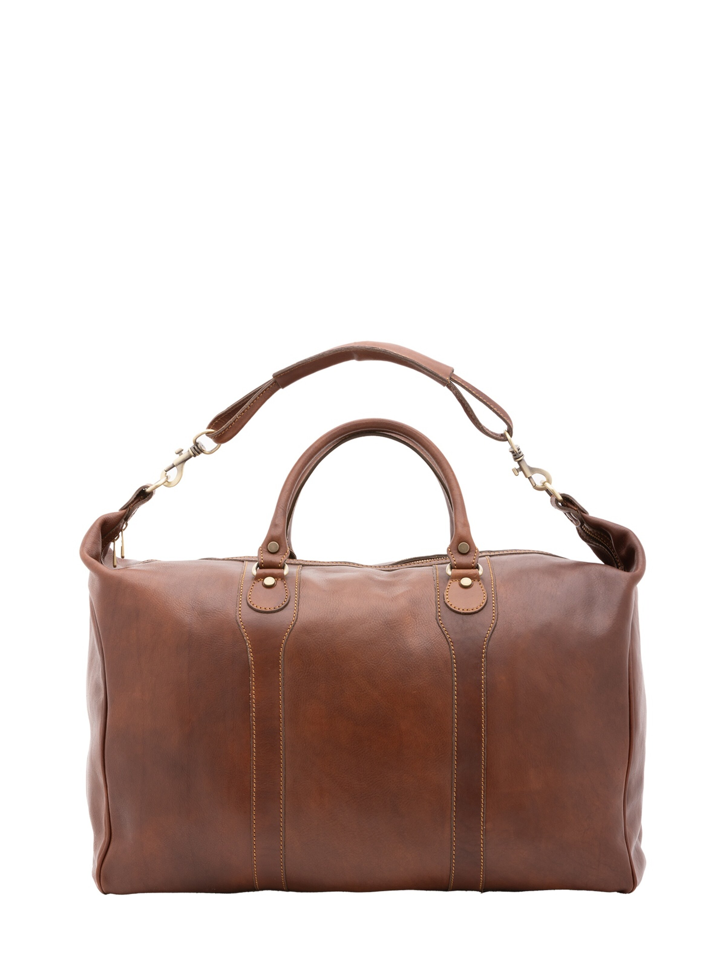 Borsa da viaggio 'Borsa da viaggio unisex vera pelle con tracolla rimovibile' di Alessia Firenze in marrone: frontale