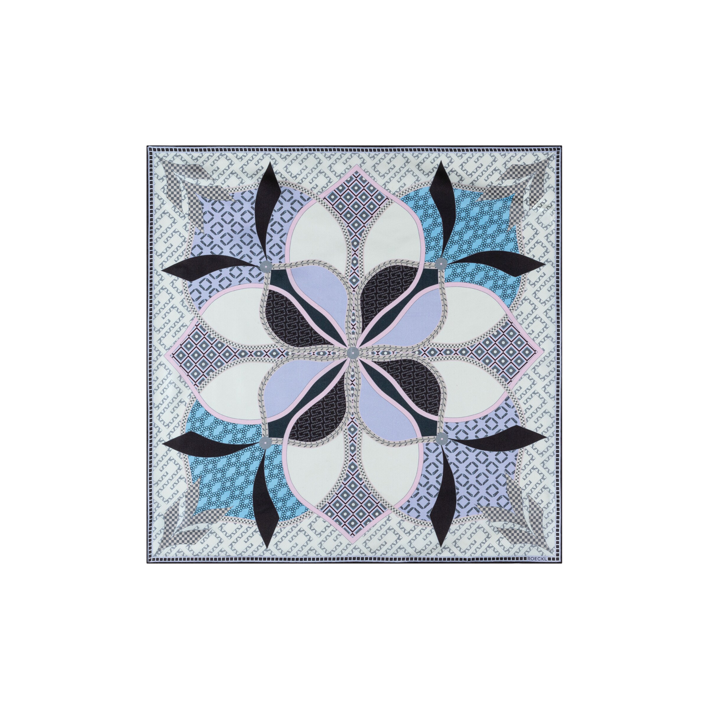 Foulard 'FLOWER  MANDALA NICKY' di Roeckl in blu: frontale