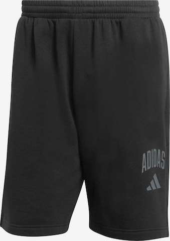 juoda ADIDAS SPORTSWEAR Plačios klešnės Sportinės kelnės 'COLLEGIATE': priekis