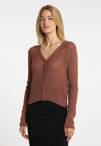 usha BLACK LABEL Knit Cardigan in Brown: front