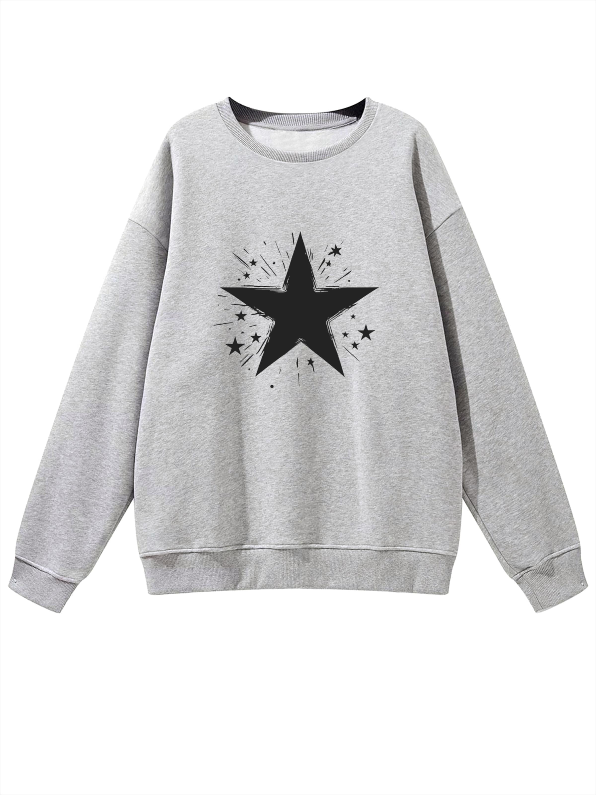 GORHEY Sweatshirt 'Women's Pullover with Star Print, Loose Fleece Pullover for Autumn/Winter' in Grey: front