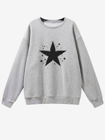 Felpa 'Women's Pullover with Star Print, Loose Fleece Pullover for Autumn/Winter' di GORHEY in grigio: frontale