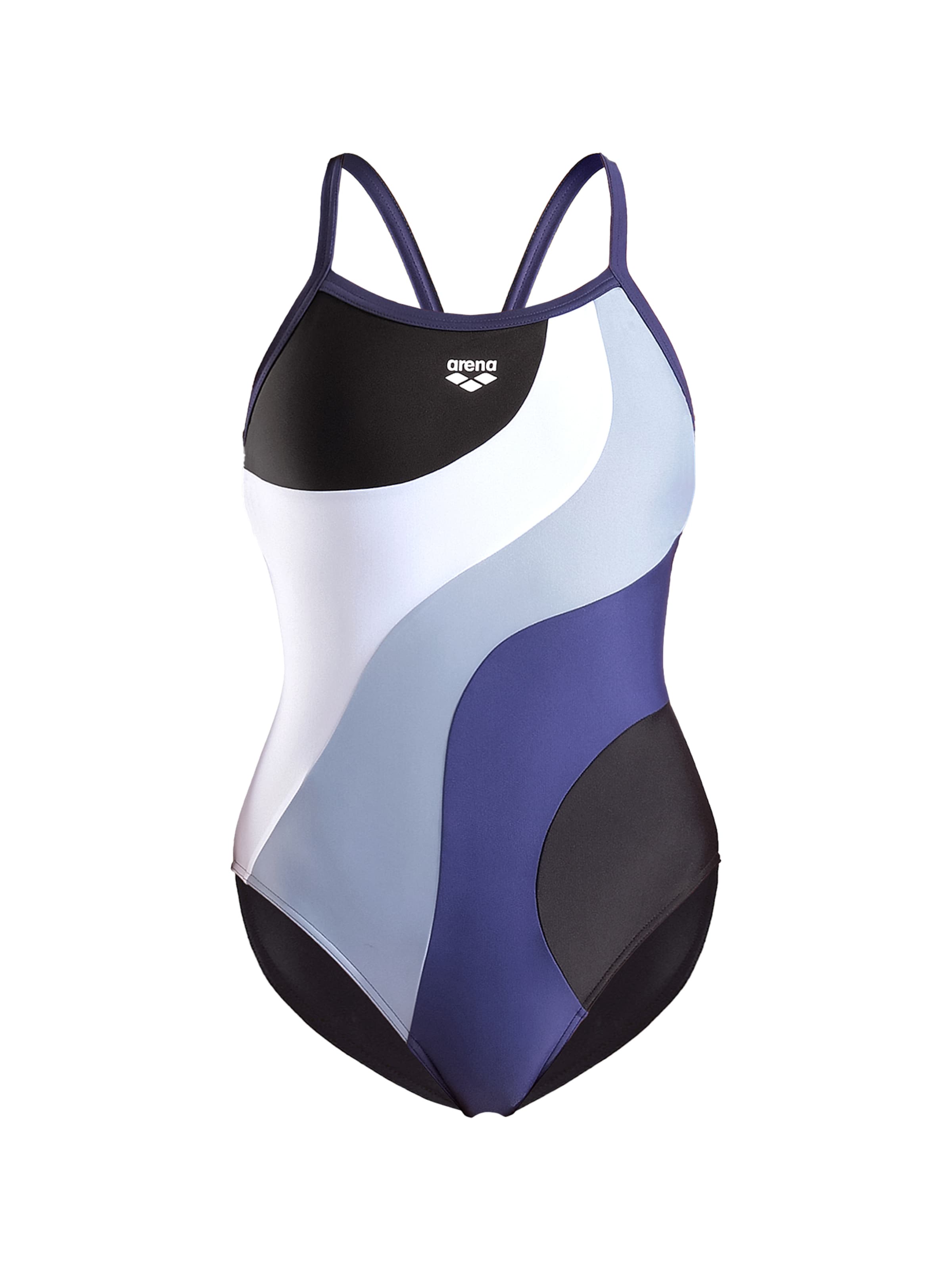 ARENA Bygelfri Baddräkt 'MULTI SLICES' i svart: framsida