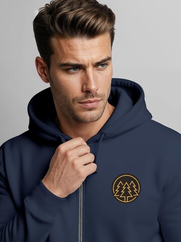 Neverless Sweatjacke 'Bäume Badge'‌‌‌ in Blau