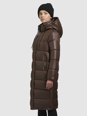 khujo Winter Jacket ' JULINA3 SATIN ' in Brown