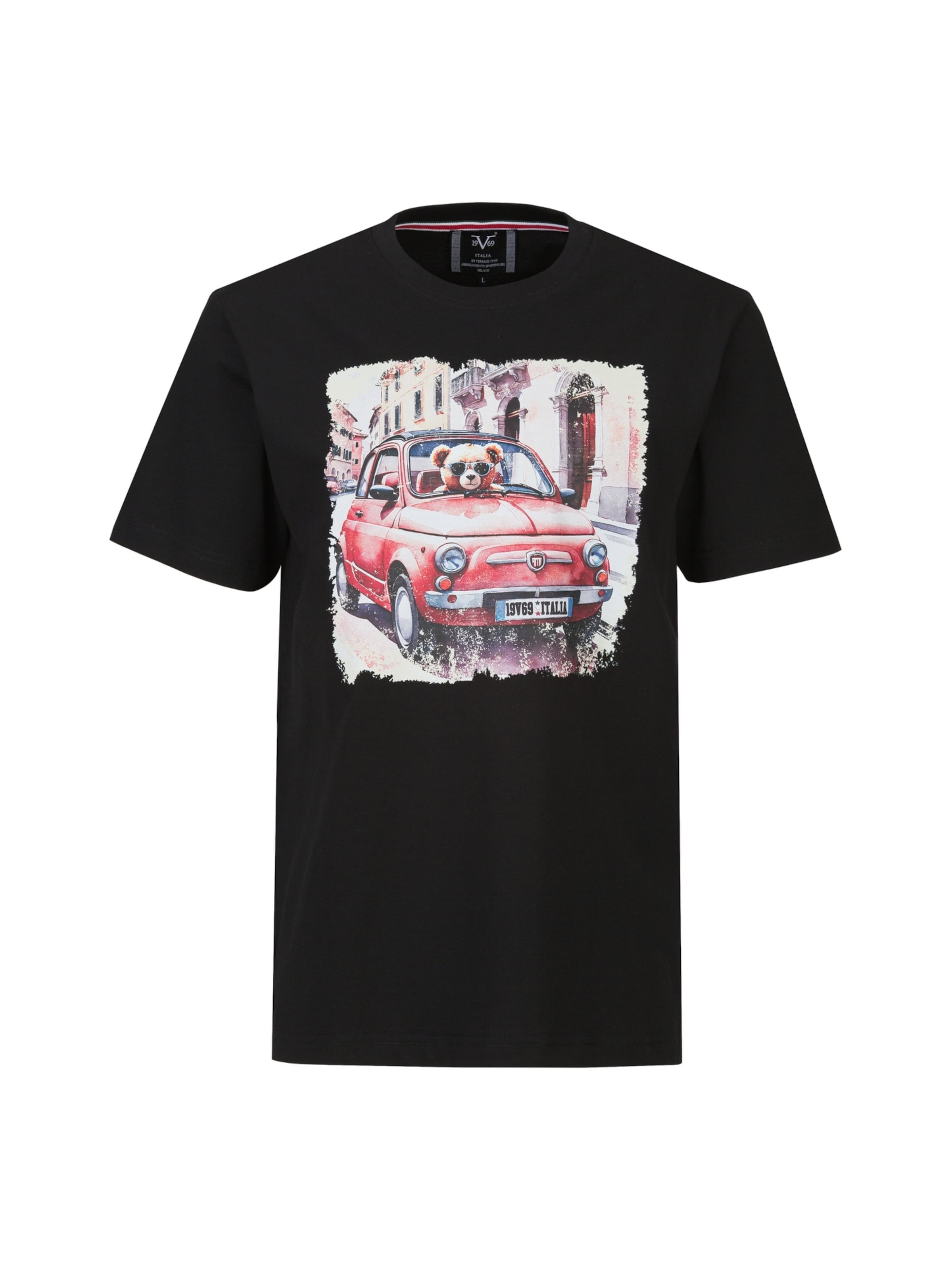19V69 ITALIA Shirt 'Rafael Bear 500' in Black: front