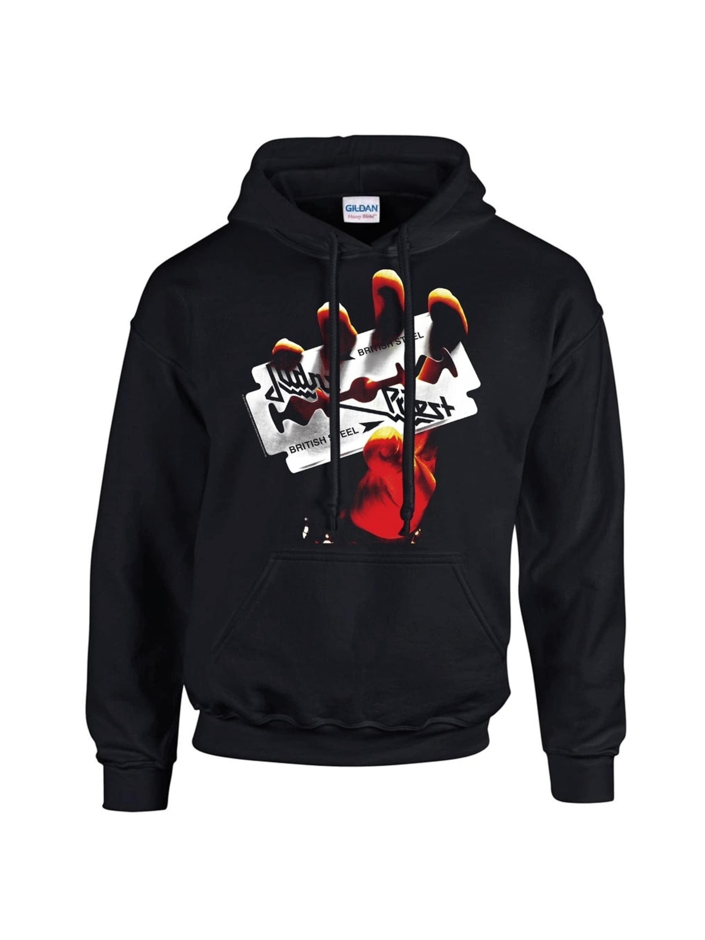 Judas Priest Sweatshirt 'Judas Priest British Steel Kapuzenpullover' i svart: framsida