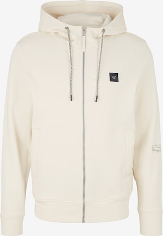 TOM TAILOR Zip-Up Hoodie in Beige: front