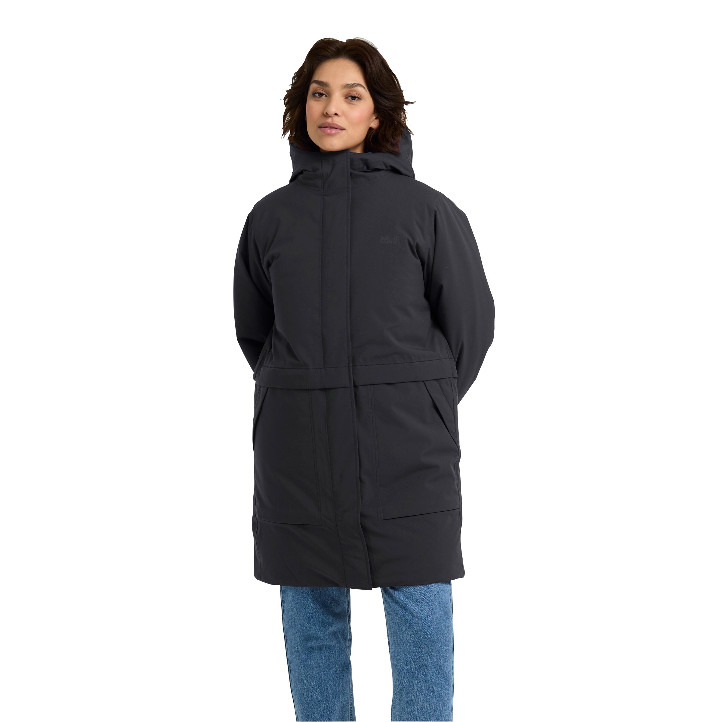 JACK WOLFSKIN Winter Coat in Black: front