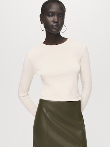 MANGO Tričko 'SECONDCA' – béžová: přední strana