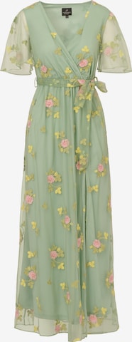Adrianna Papell Jurk 'Embroidered Flutter Dress' in Groen: voorkant