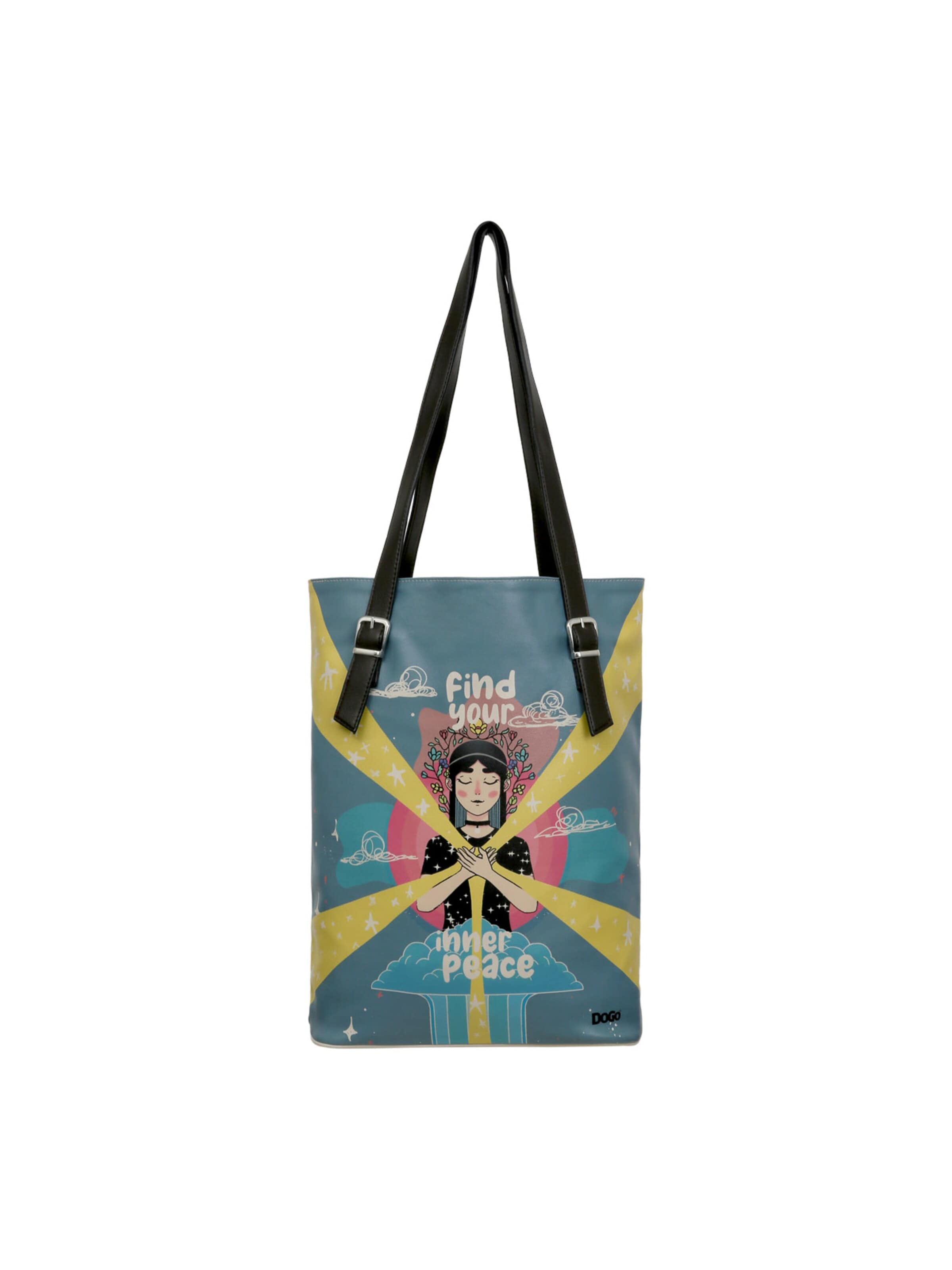 DOGO Umhängetasche 'DOGO Umhängetasche Tall Bag - Find Your Inner Peace'‌‌‌‌‌‌ in Blau: Vorderseite