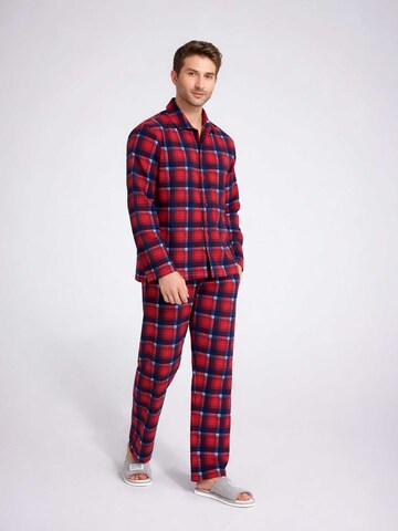 PANTONECLO Pyjama lang 'Pantoneclo Men’s Nightwear Set' in Rood