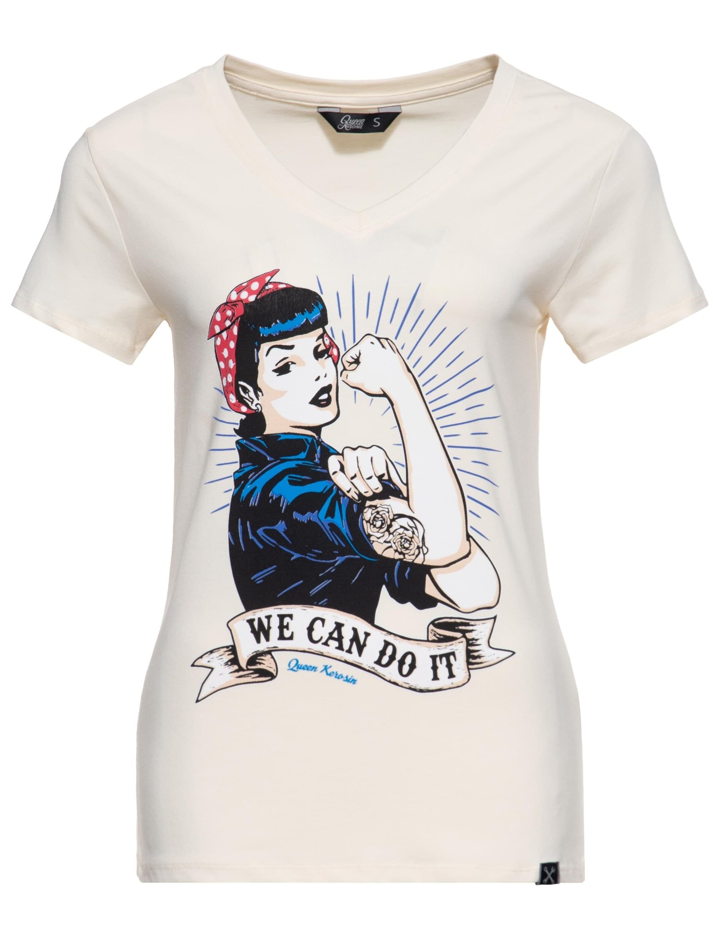Queen Kerosin Shirt 'We can do it' in Beige: front