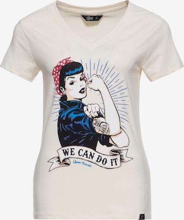 Queen Kerosin Shirt 'We can do it' in Beige: front
