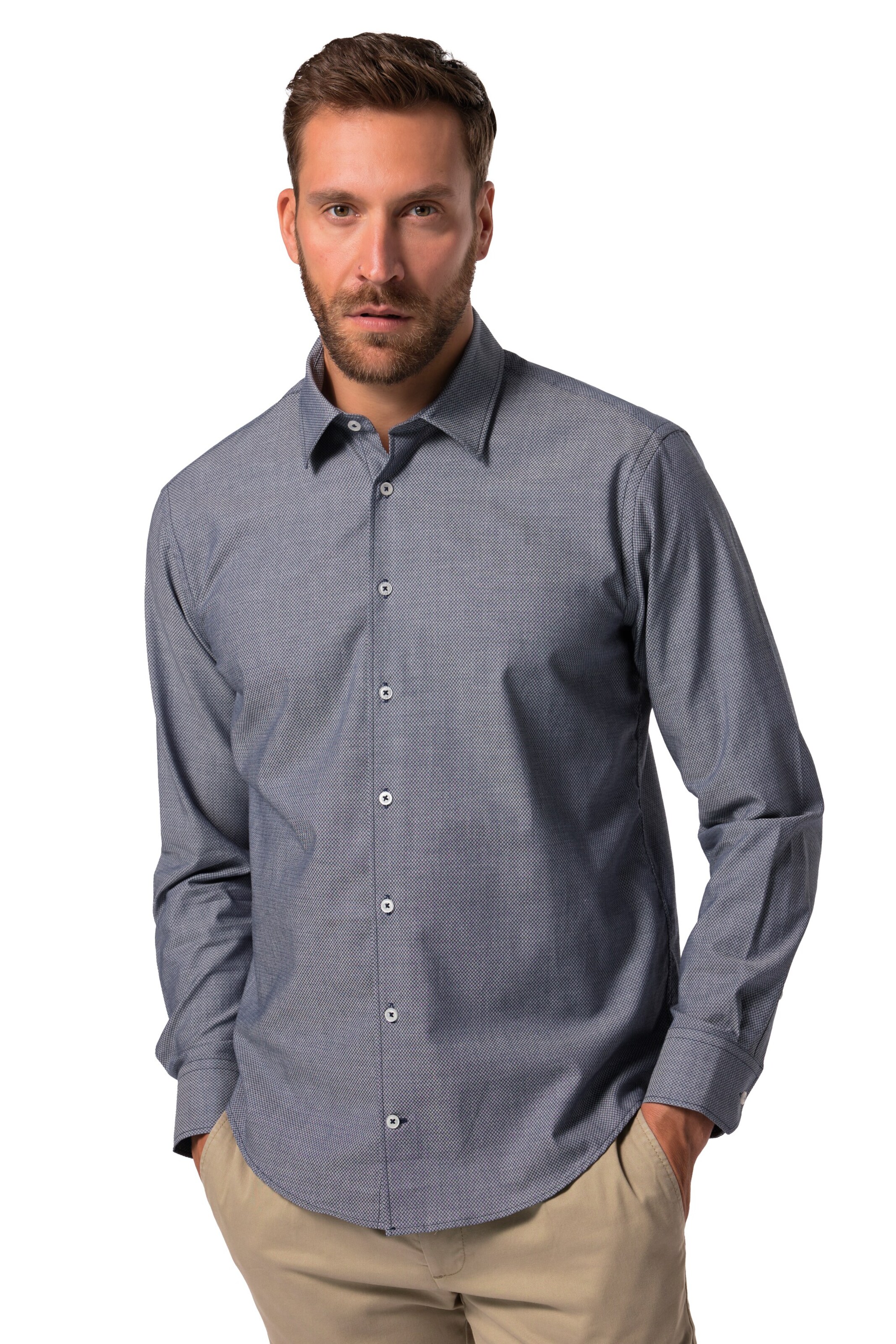 JP1880 Regular fit Button Up Shirt in Grey: front