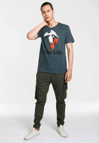 LOGOSHIRT Shirt 'Lucky Luke Portrait' in Blauw