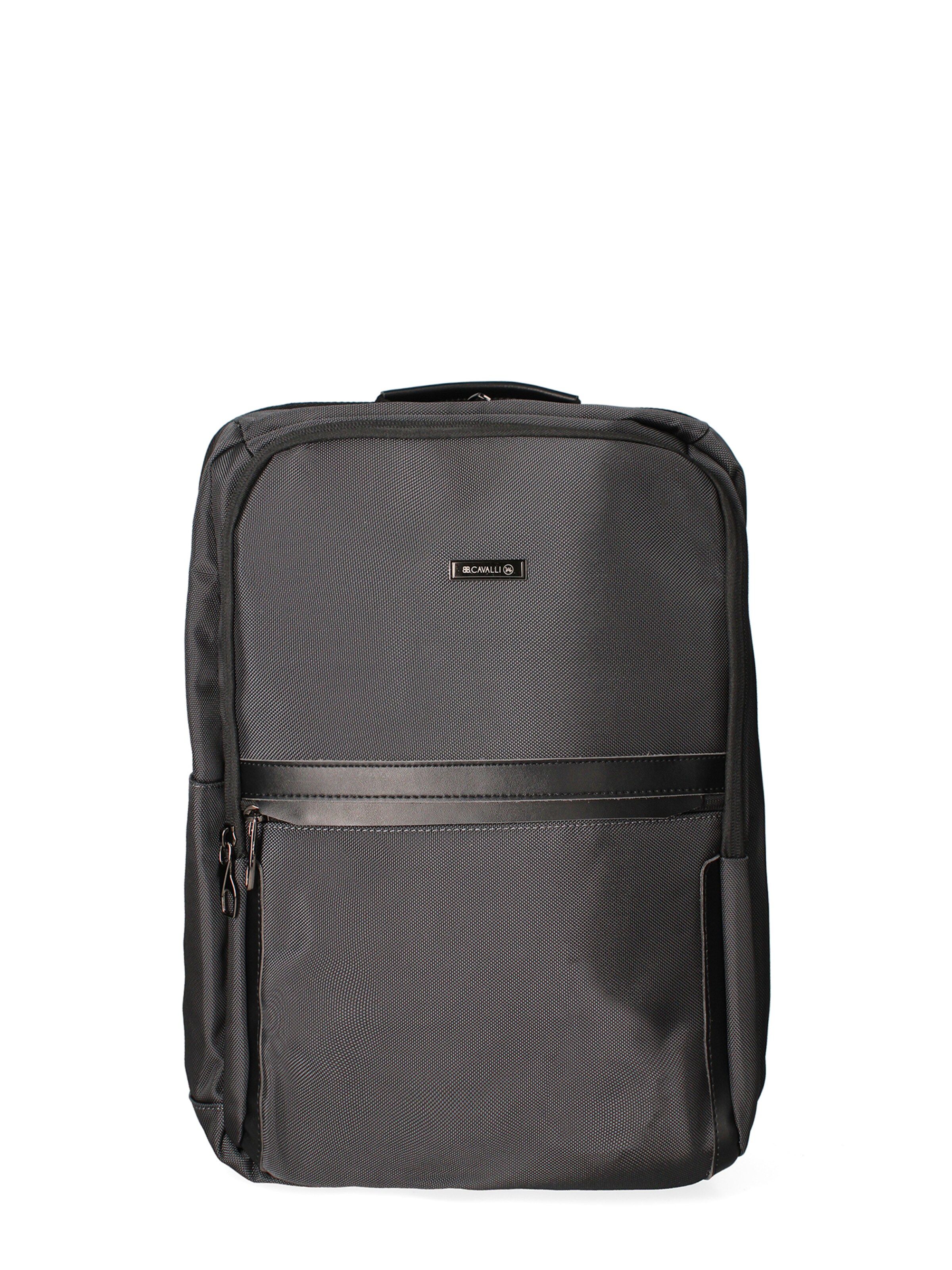 Zaino 'Zaino Unisex Nylon 100% con Zip e Tasche Multifunzionali - 30x43x16 cm' di B. Cavalli in grigio: frontale