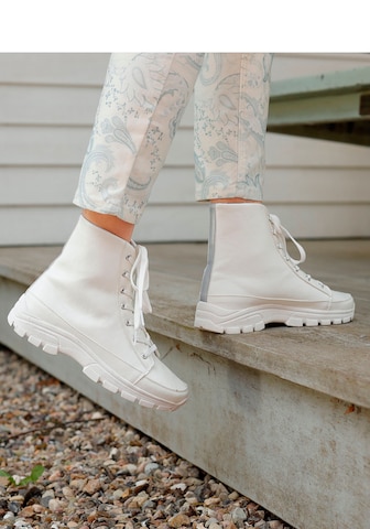 LASCANA Lace-Up Ankle Boots in White: front