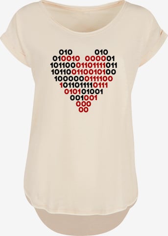 F4NT4STIC Shirt 'I love you 01001001 Binary Code Herz Valentinstag' in Beige: front