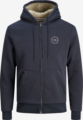 Jack & Jones Plus Zip-Up Hoodie in Blue: front